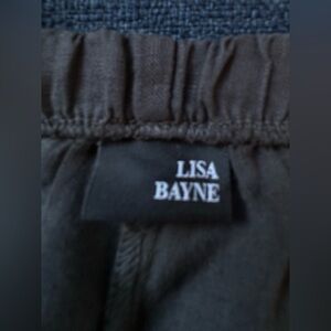 Lisa Bayne Medium 100% linen dark gray lantern pant, pants. Comfy dress/casual